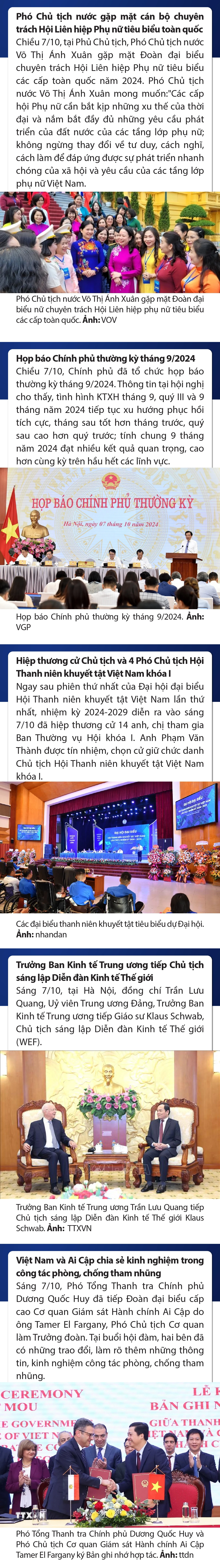 Sự kiện nổi bật trong nước, quốc tế ngày 7/10