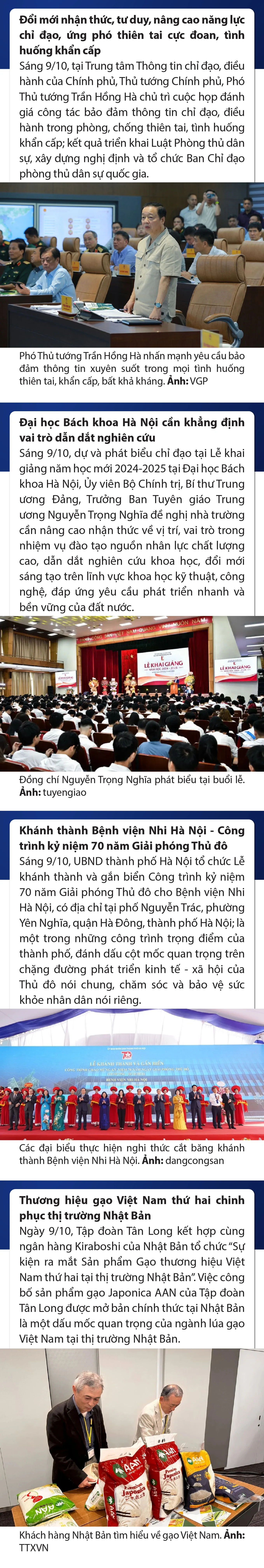 Sự kiện nổi bật trong nước, quốc tế ngày 9/10
