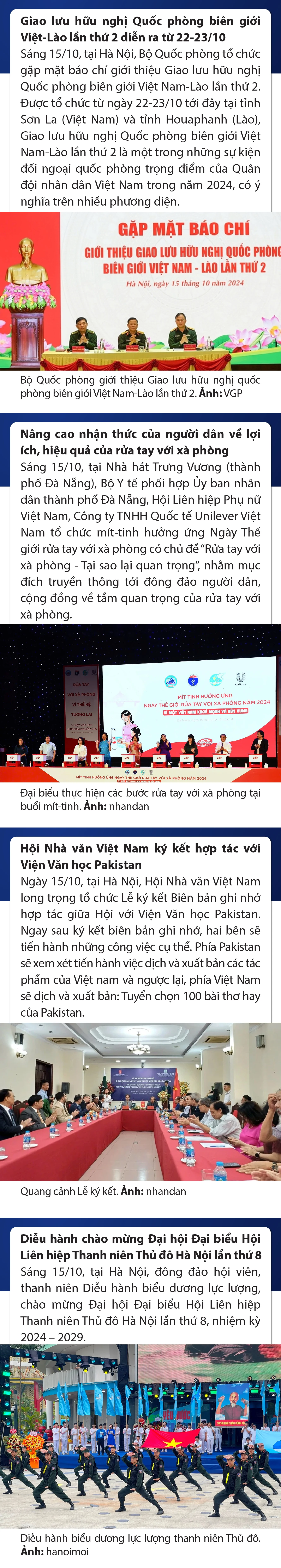 Sự kiện nổi bật trong nước, quốc tế ngày 15/10
