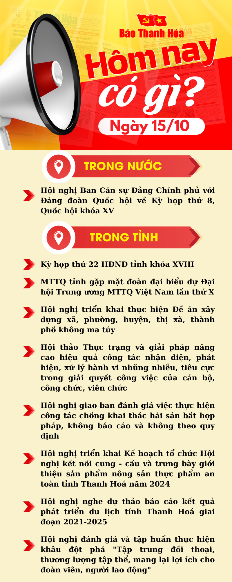 Hôm nay có gì? - Sự kiện nổi bật ngày 15/10/2024