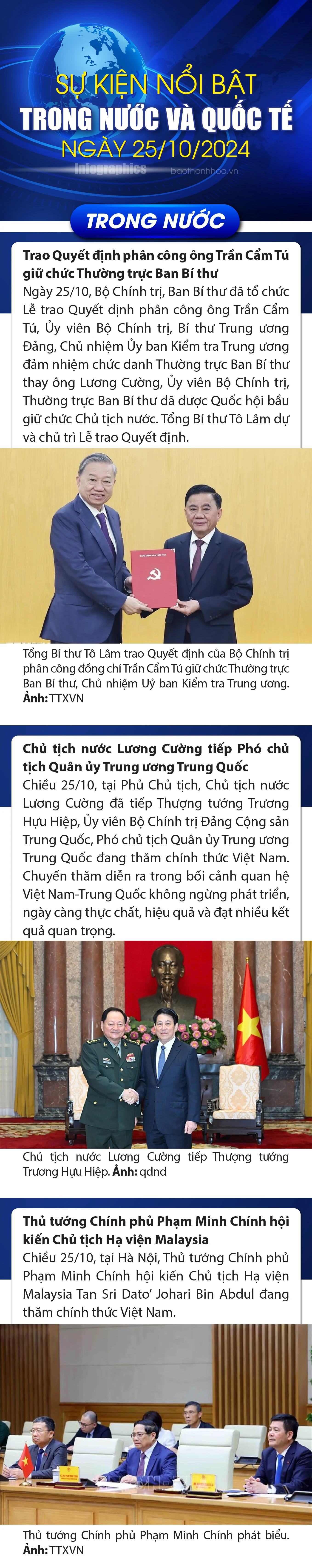 Sự kiện nổi bật trong nước, quốc tế ngày 25/10