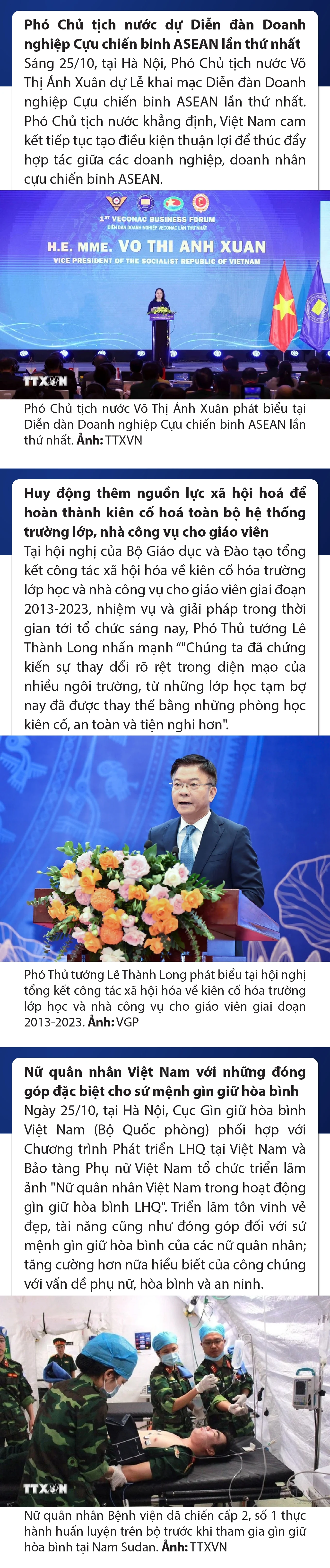Sự kiện nổi bật trong nước, quốc tế ngày 25/10
