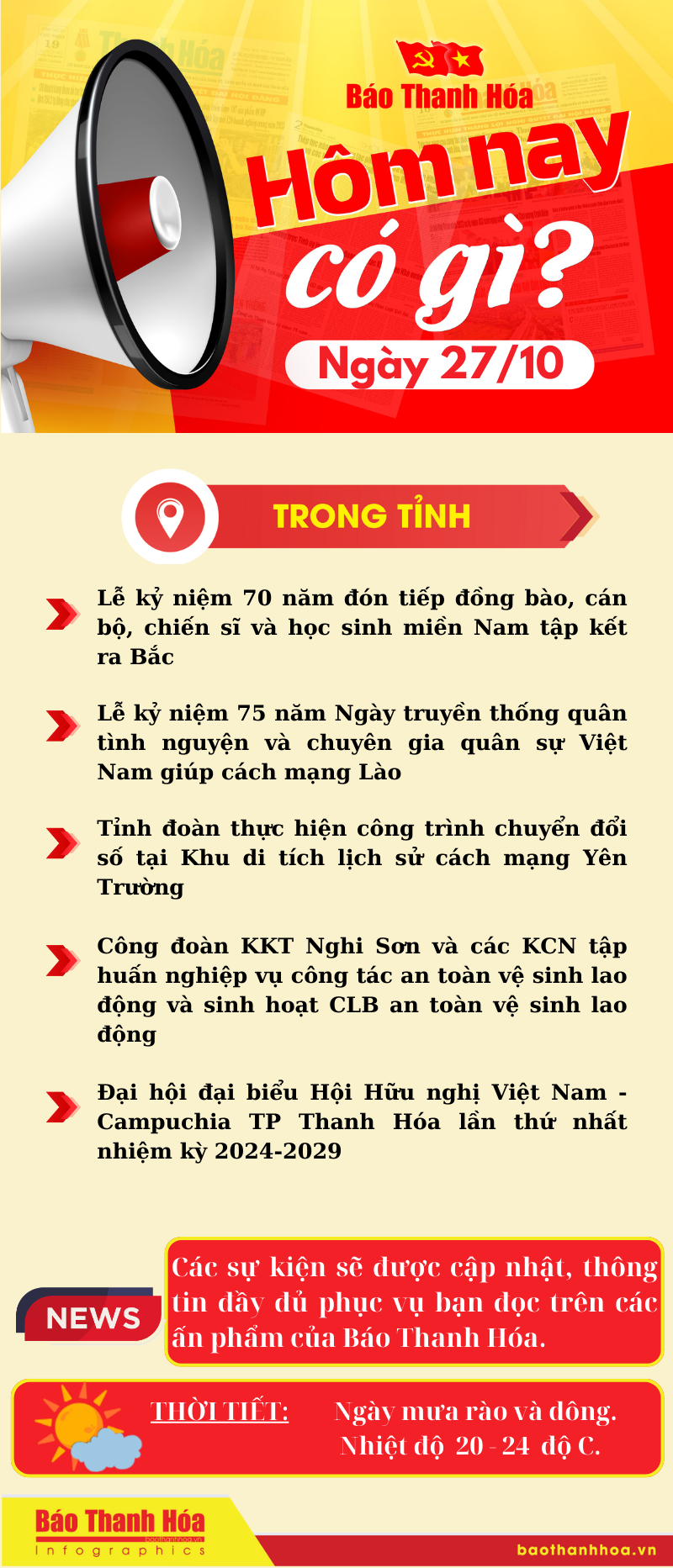 Hôm nay có gì? - Sự kiện nổi bật ngày 27/10/2024