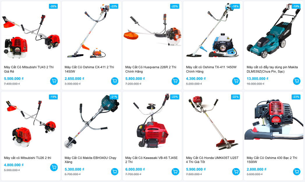 Máy cắt cỏ tại Nhất Minh Mart nhập khẩu chính hãng giá rẻ