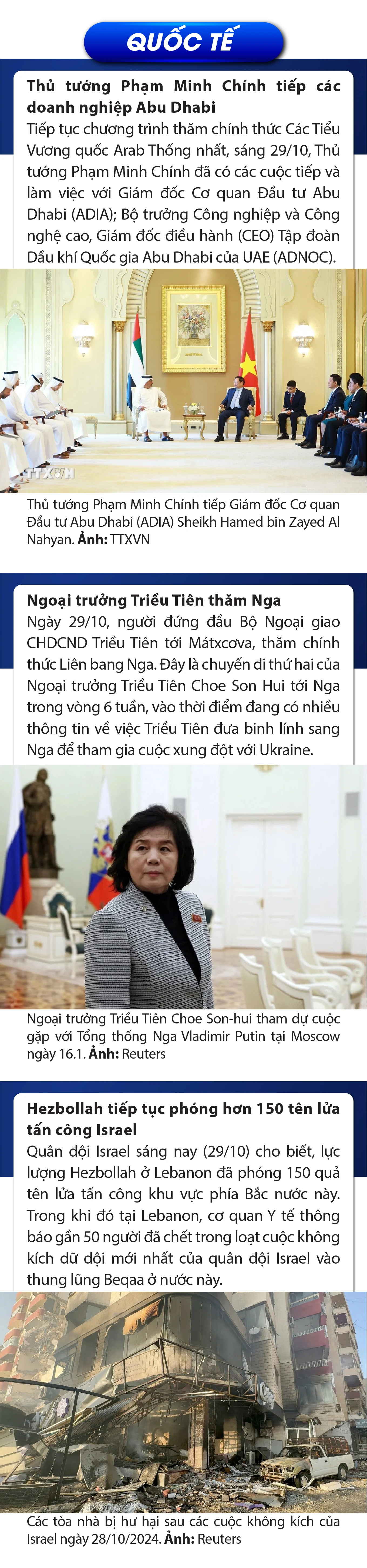 Sự kiện nổi bật trong nước, quốc tế ngày 29/10