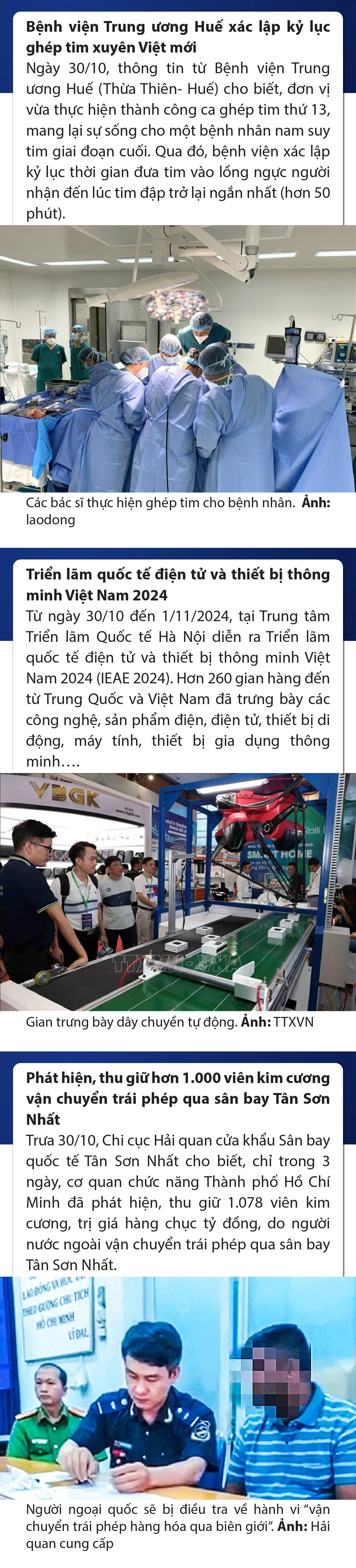Sự kiện nổi bật trong nước, quốc tế ngày 30/10