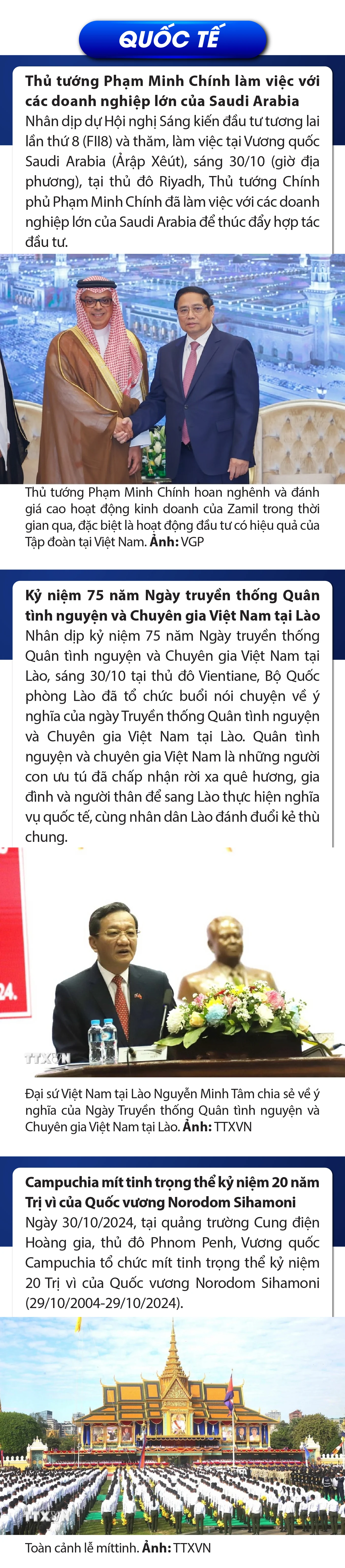 Sự kiện nổi bật trong nước, quốc tế ngày 30/10