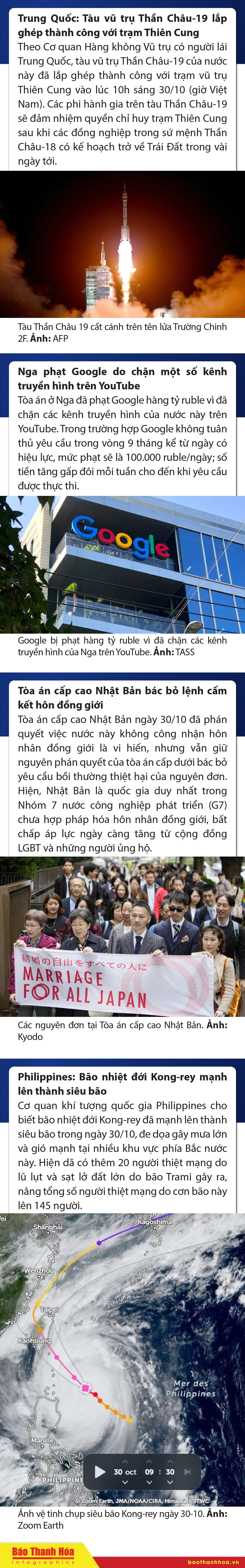 Sự kiện nổi bật trong nước, quốc tế ngày 30/10