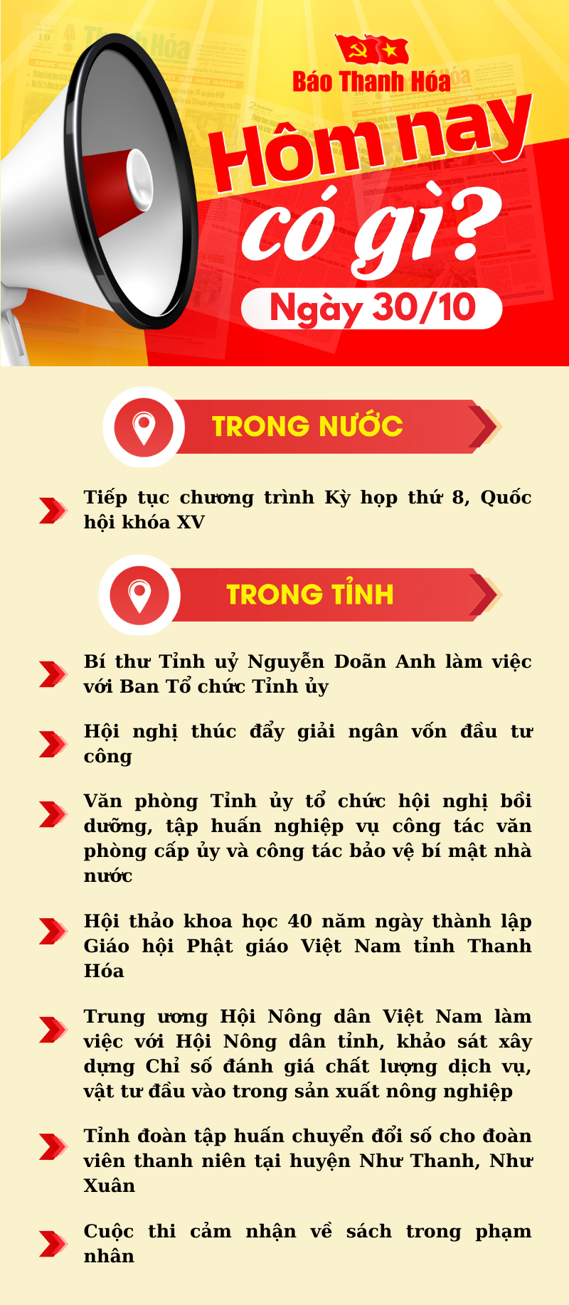 Hôm nay có gì? - Sự kiện nổi bật ngày 30/10/2024