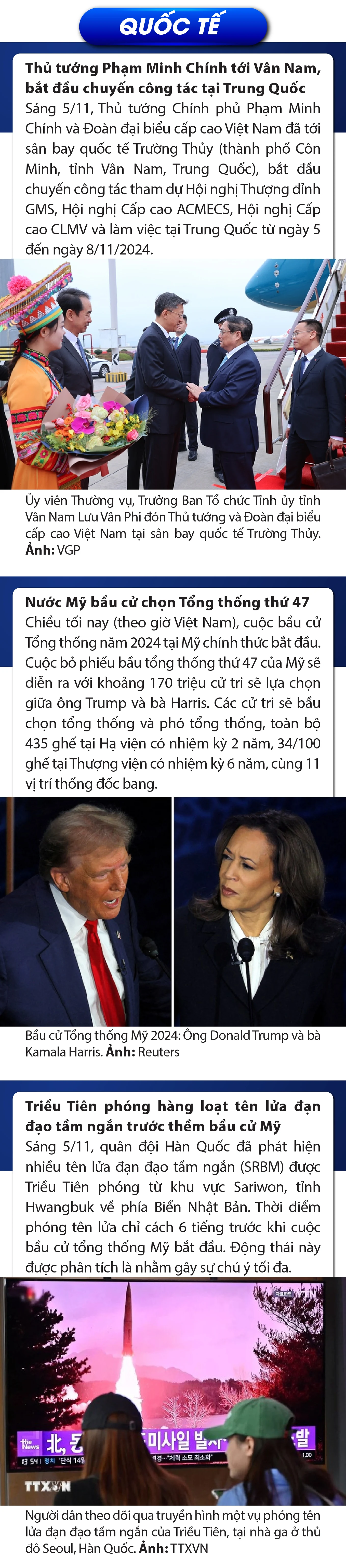 Sự kiện nổi bật trong nước, quốc tế ngày 5/11