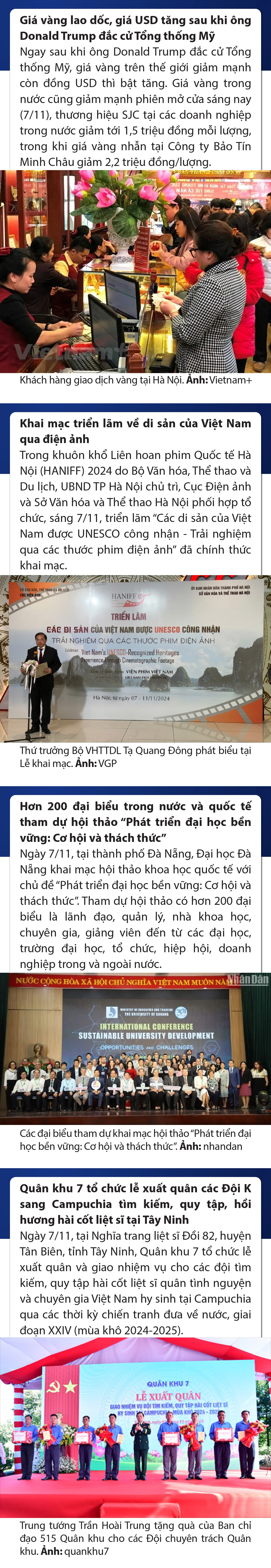 Sự kiện nổi bật trong nước, quốc tế ngày 7/11
