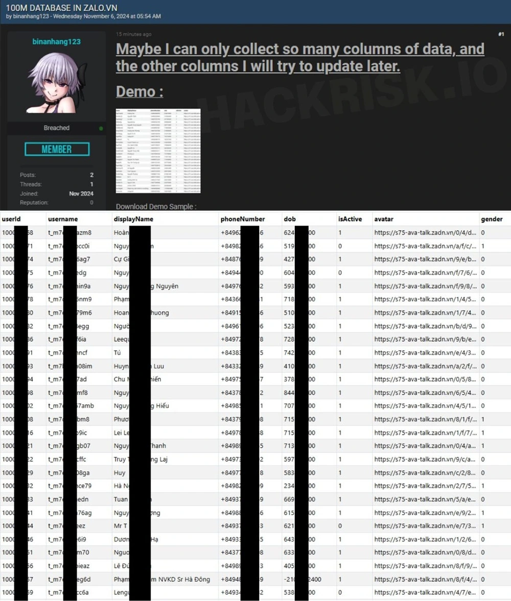 Tin tặc thừa nhận xâm phạm dữ liệu của 100 triệu người dùng Zalo