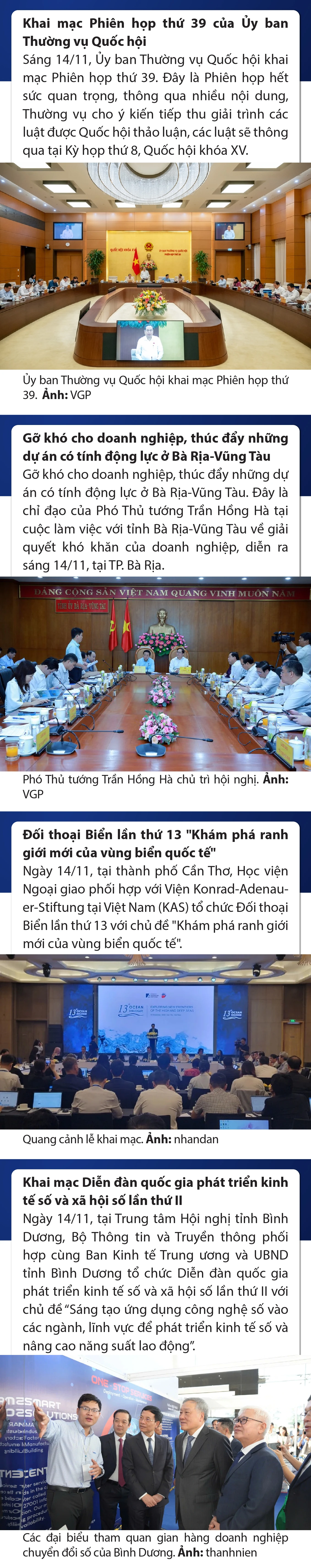 Sự kiện nổi bật trong nước, quốc tế ngày 14/11