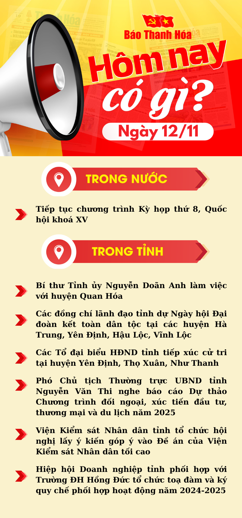 Hôm nay có gì? - Sự kiện nổi bật ngày 12/11/2024