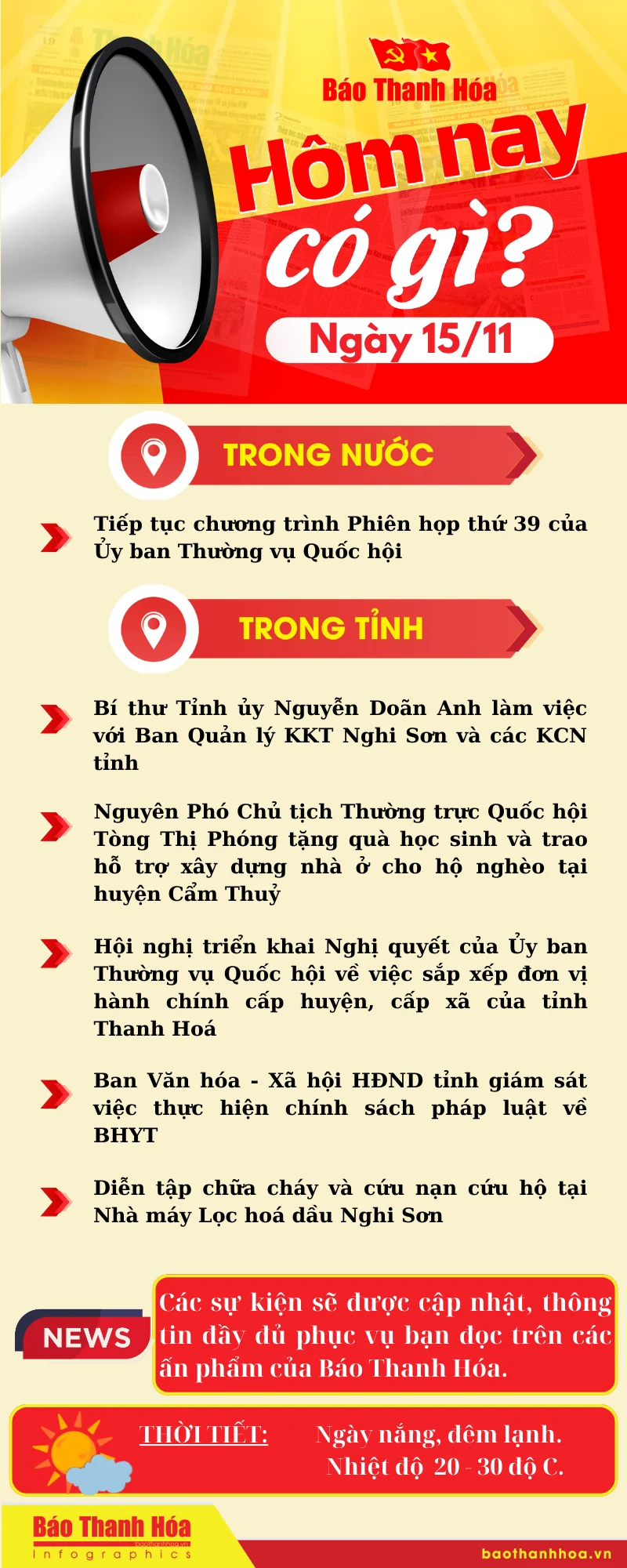 Hôm nay có gì? - Sự kiện nổi bật ngày 15/11/2024