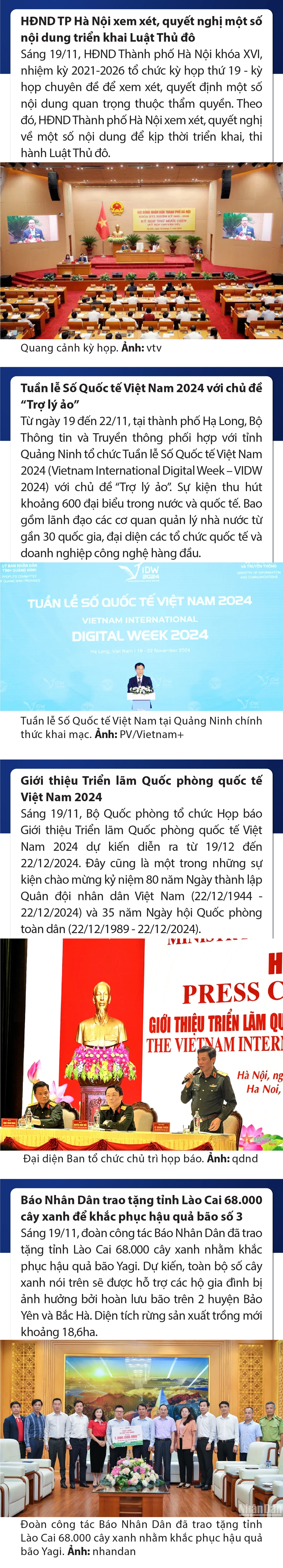 Sự kiện nổi bật trong nước, quốc tế ngày 19/11