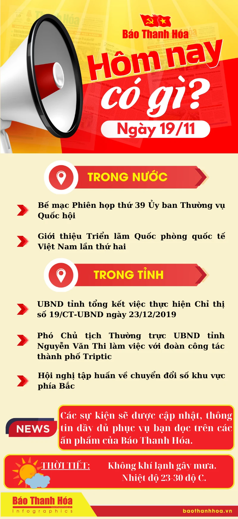 Hôm nay có gì? - Sự kiện nổi bật ngày 19/11/2024