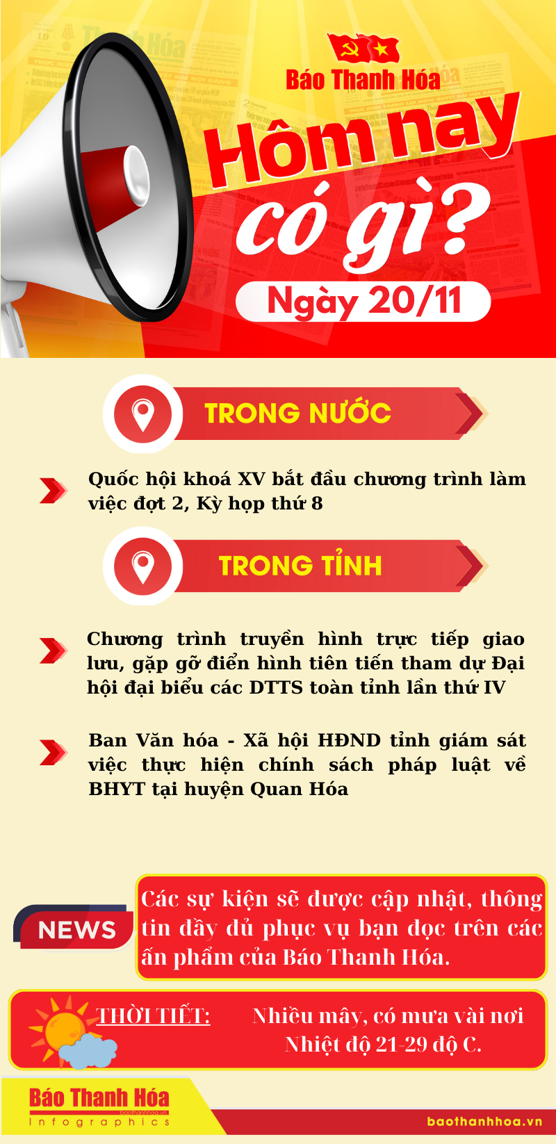 Hôm nay có gì? - Sự kiện nổi bật ngày 20/11/2024