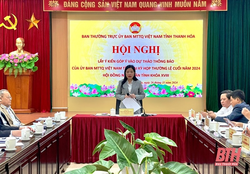 Hội nghị lấy ý kiến góp ý vào Dự thảo thông báo của Ủy ban MTTQ tỉnh tại kỳ họp thường lệ cuối năm 2024 – HĐND tỉnh khóa XVIII