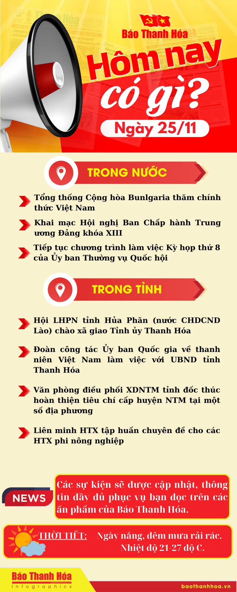 Hôm nay có gì? - Sự kiện nổi bật ngày 25/11/2024