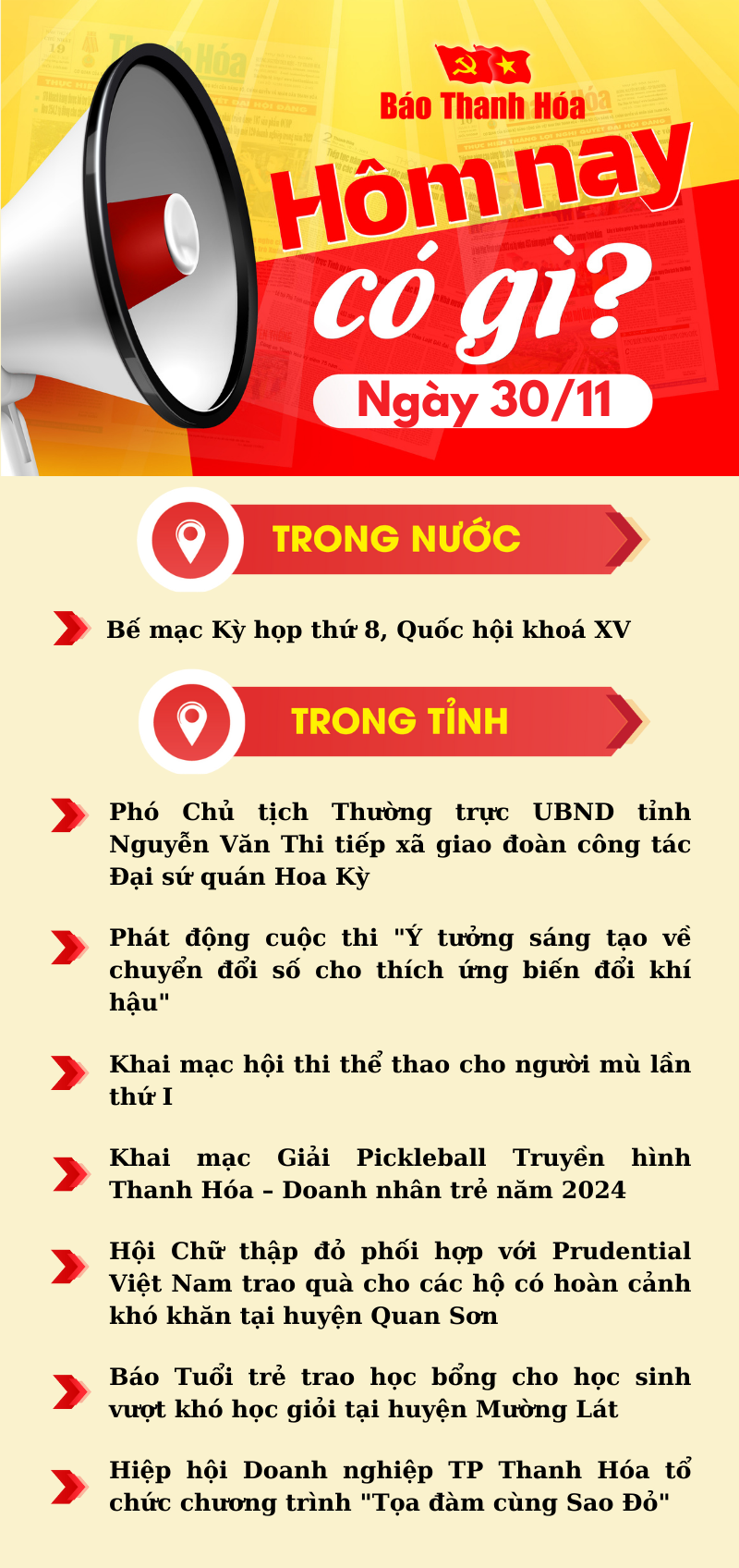 Hôm nay có gì? - Sự kiện nổi bật ngày 30/11/2024