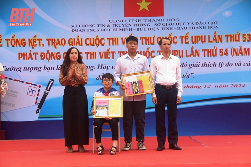 Thanh Hóa có 2 giải Quốc gia cuộc thi Viết thư quốc tế UPU lần thứ 53