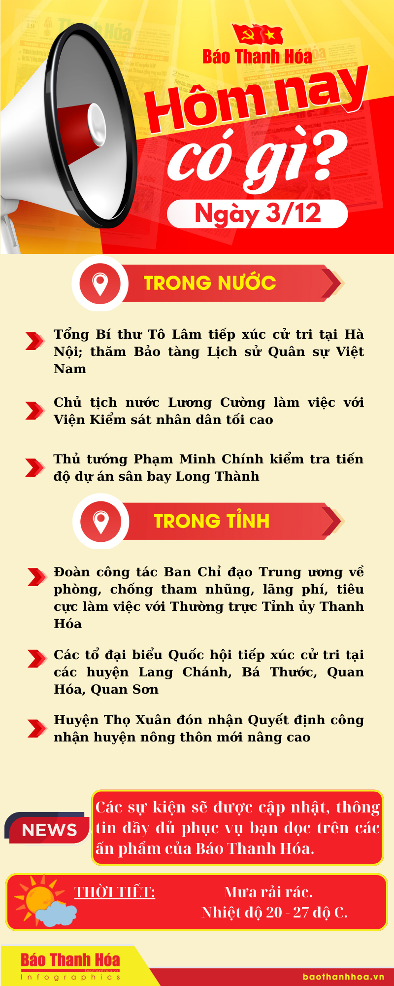 Hôm nay có gì? - Sự kiện nổi bật ngày 3/12/2024