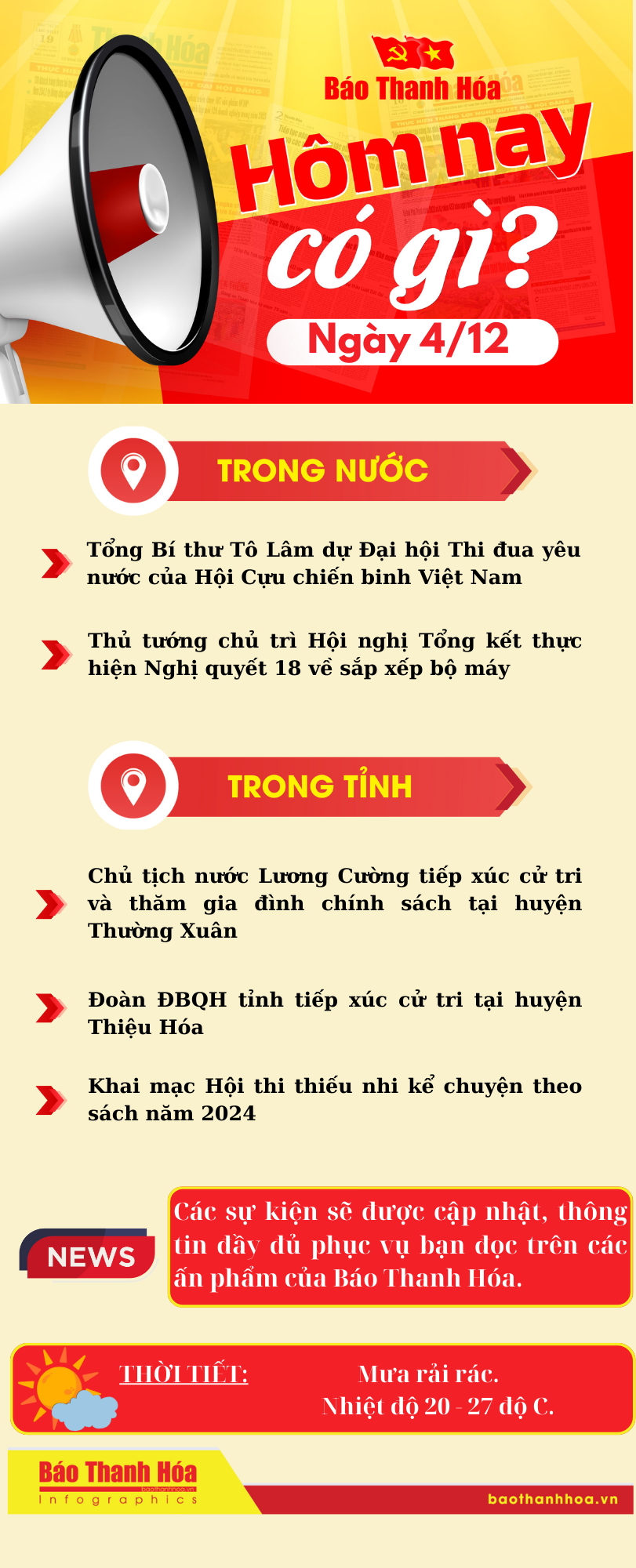 Hôm nay có gì? - Sự kiện nổi bật ngày 4/12/2024