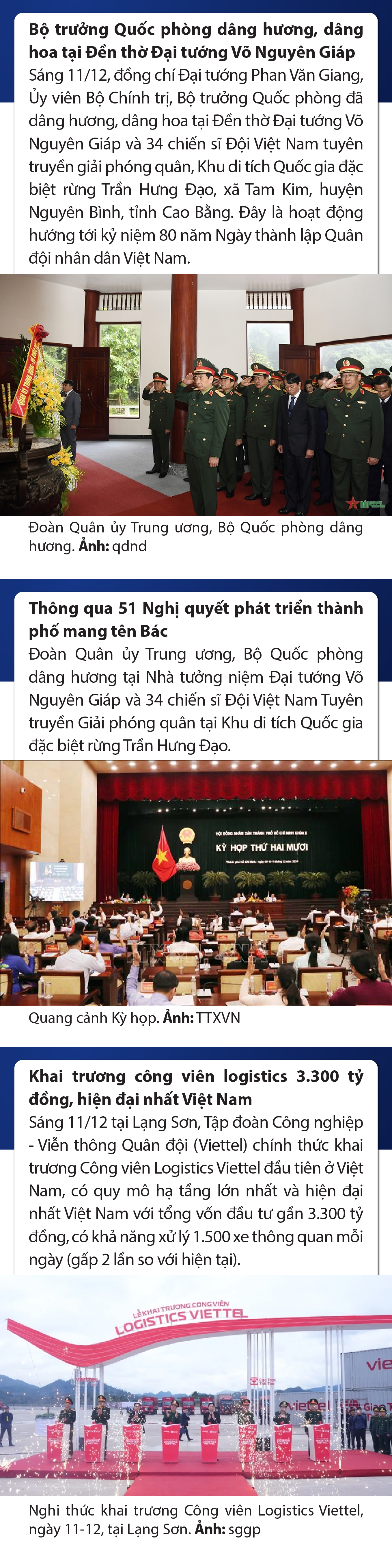 Sự kiện nổi bật trong nước, quốc tế ngày 11/12