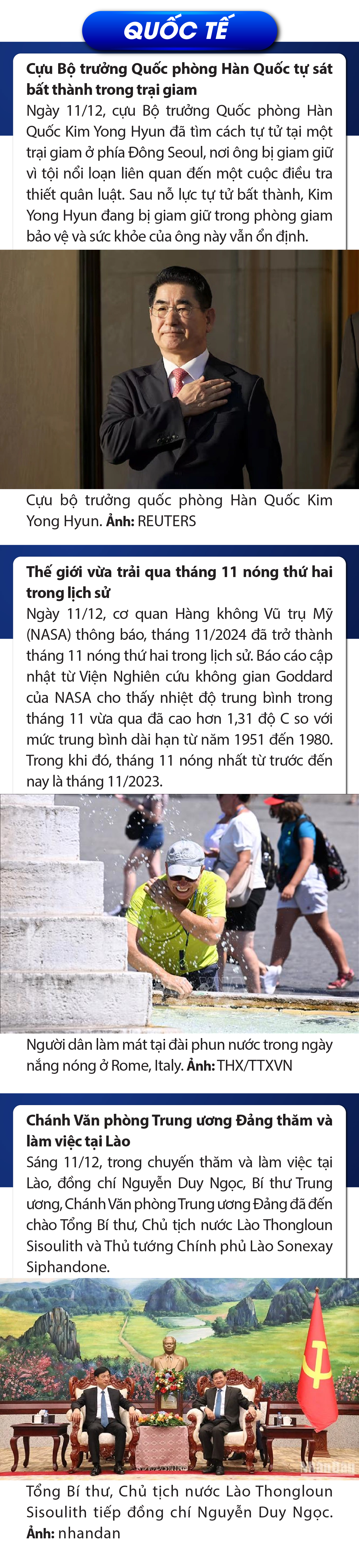 Sự kiện nổi bật trong nước, quốc tế ngày 11/12