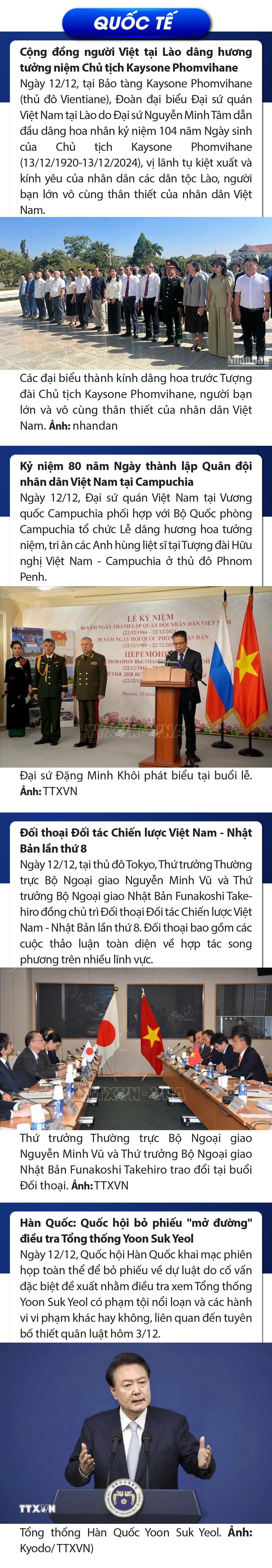 Sự kiện nổi bật trong nước, quốc tế ngày 12/12