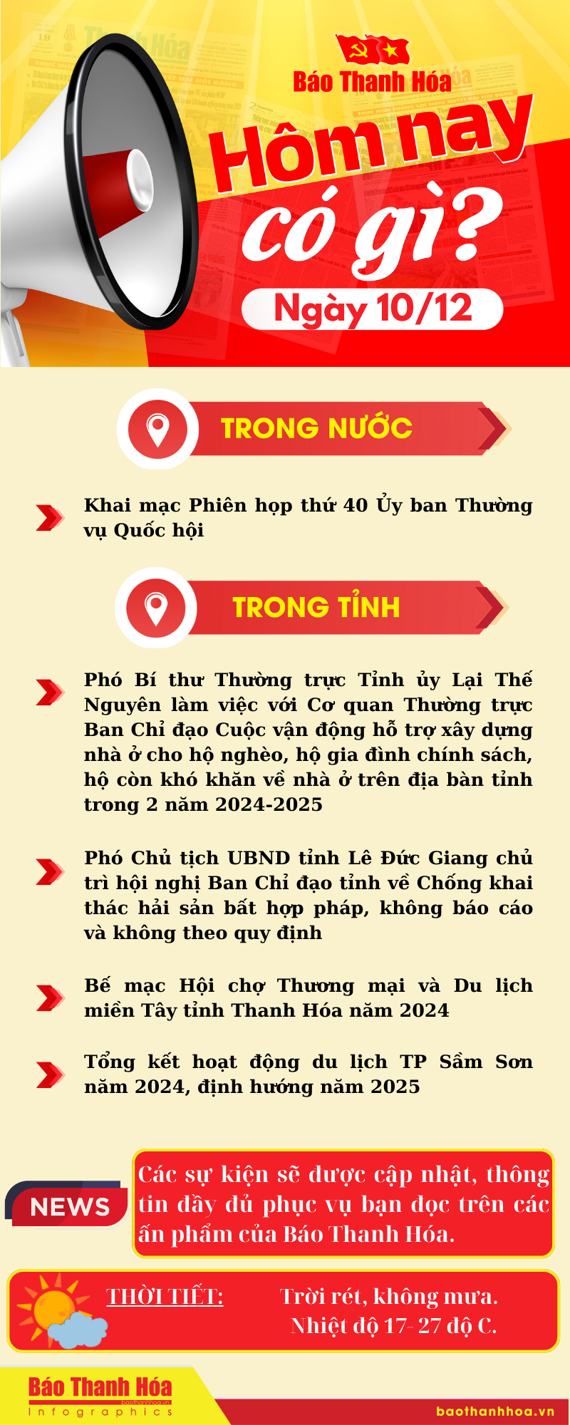 Hôm nay có gì? - Sự kiện nổi bật ngày 10/12/2024