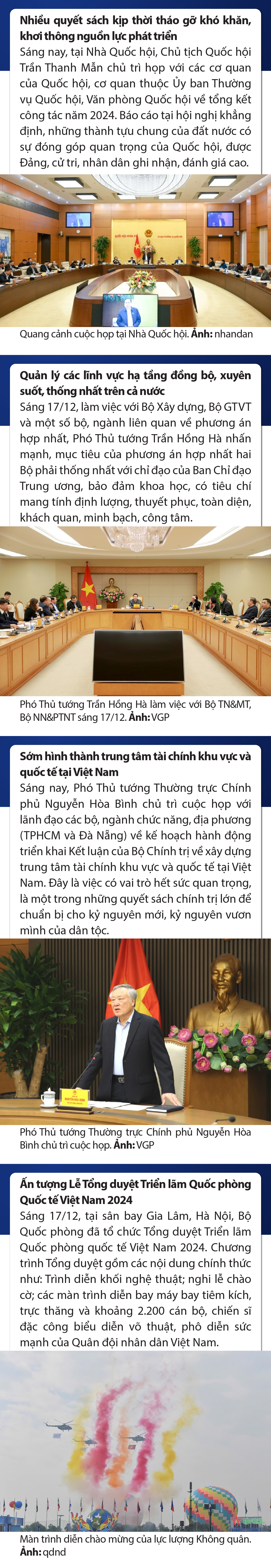 Sự kiện nổi bật trong nước, quốc tế ngày 17/12