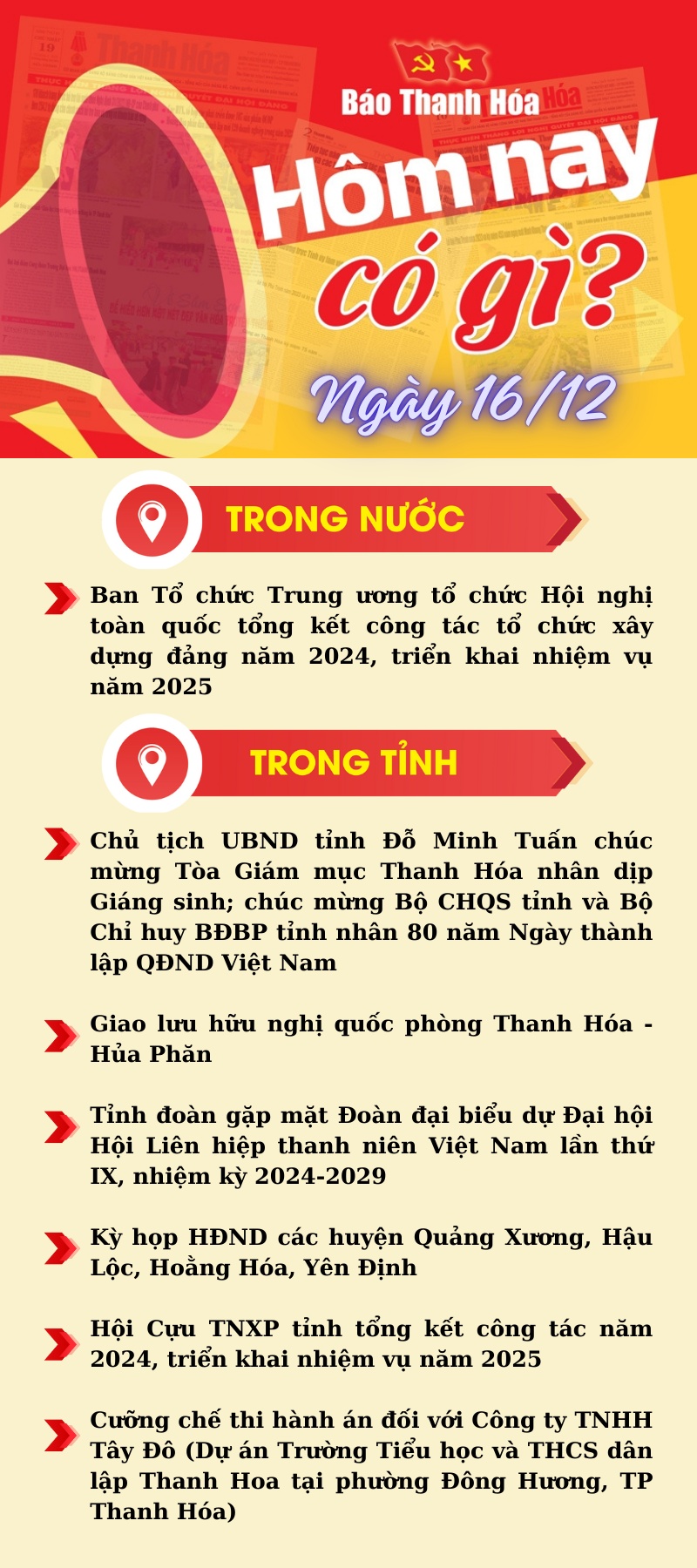 Hôm nay có gì? - Sự kiện nổi bật ngày 16/12/2024