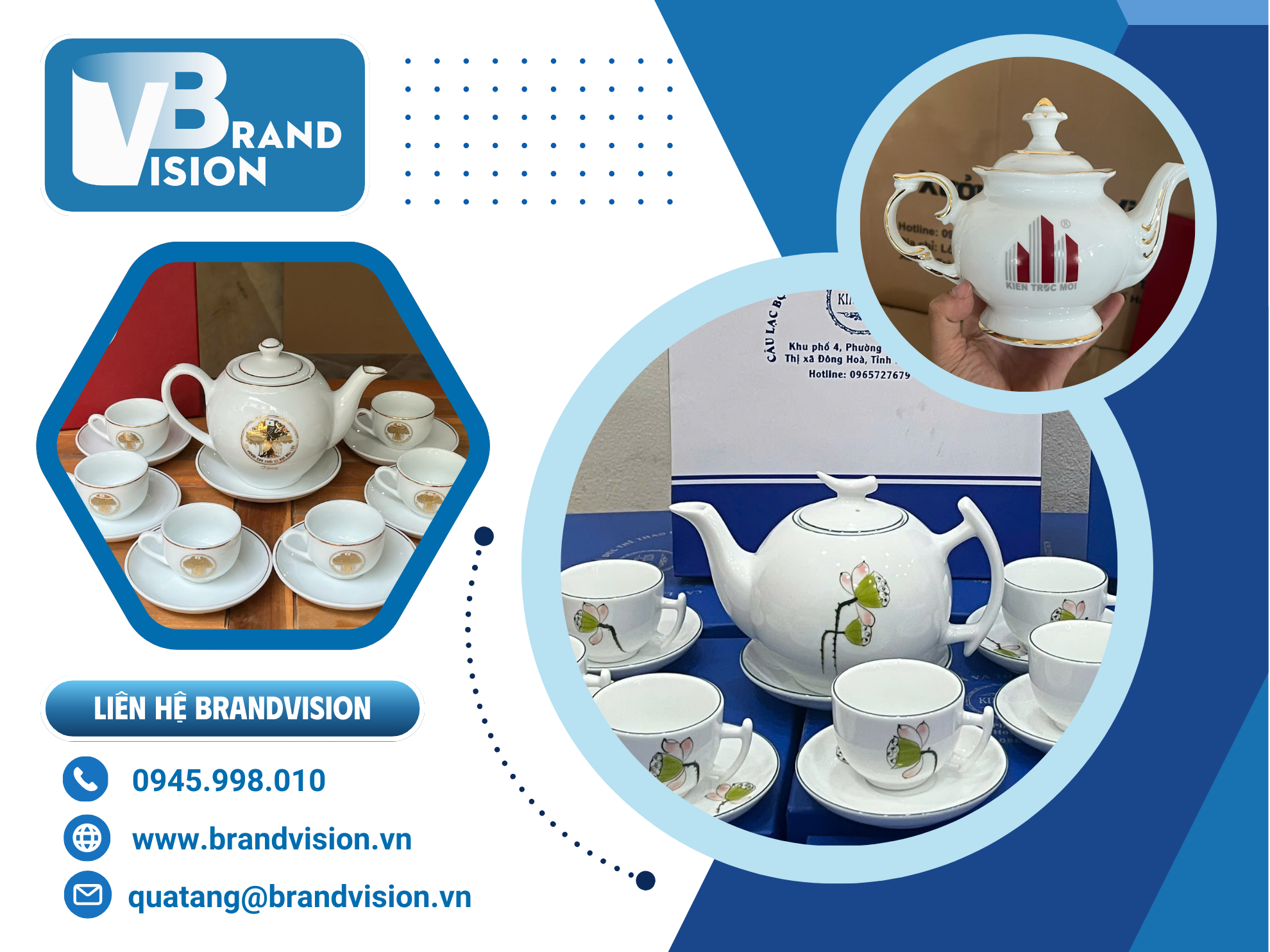 Bộ ấm trà in logo - Giải pháp quà tặng doanh nghiệp chất lượng từ BrandVision