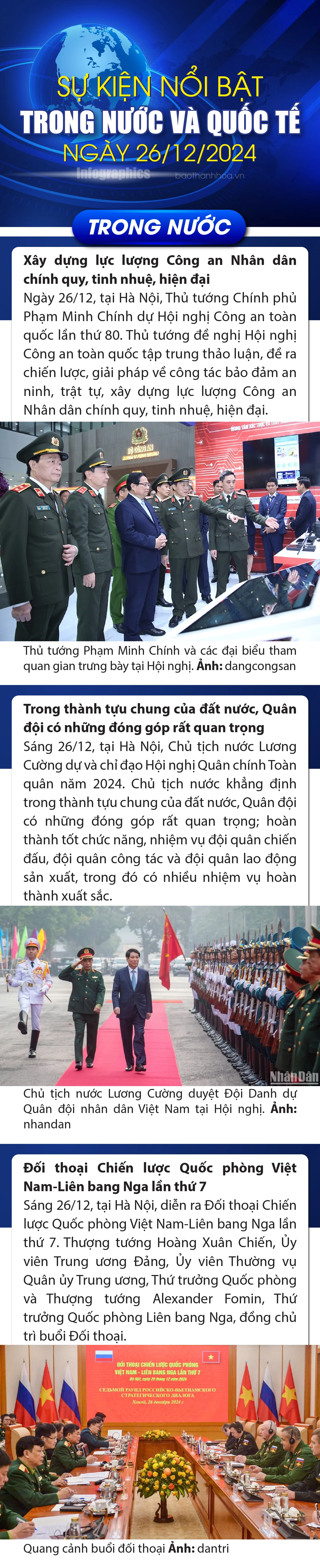 Sự kiện nổi bật trong nước, quốc tế ngày 26/12