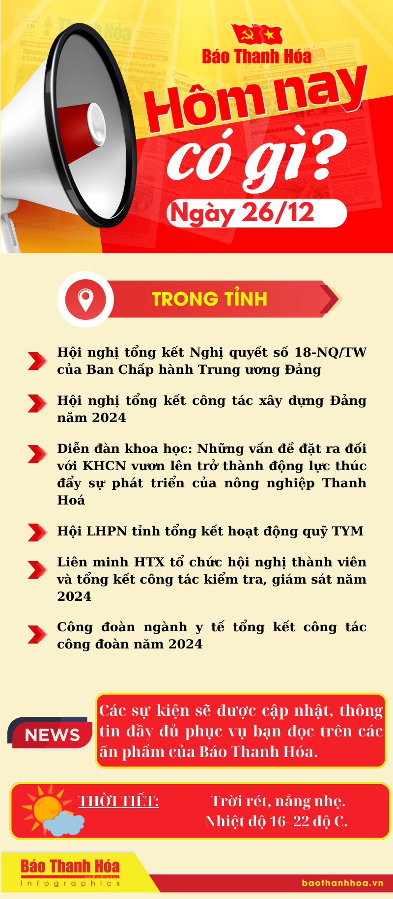 Hôm nay có gì? - Sự kiện nổi bật ngày 26/12/2024