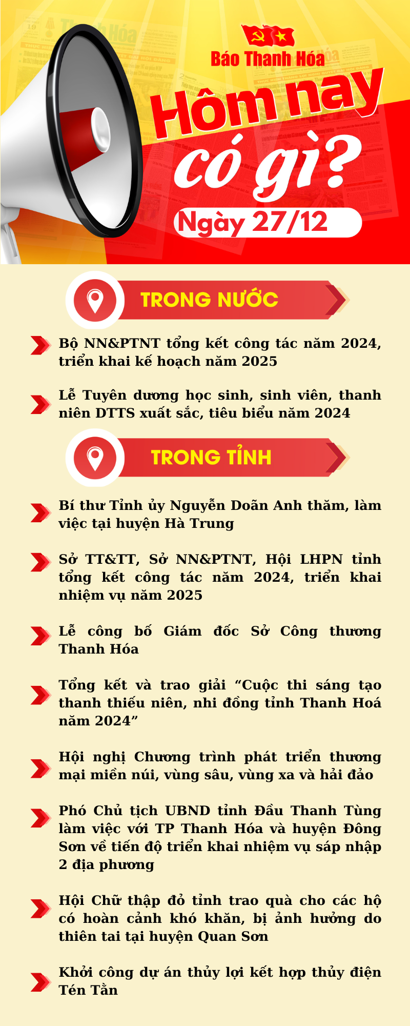 Hôm nay có gì? - Sự kiện nổi bật ngày 27/12/2024