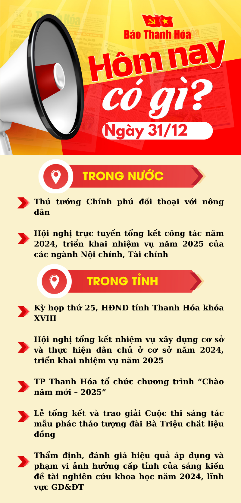 Hôm nay có gì? - Sự kiện nổi bật ngày 31/12/2024