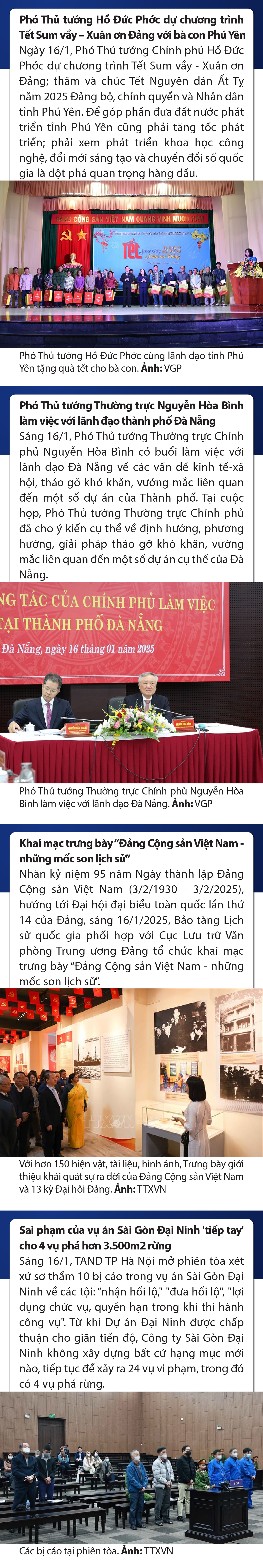 Sự kiện nổi bật trong nước, quốc tế ngày 16/1