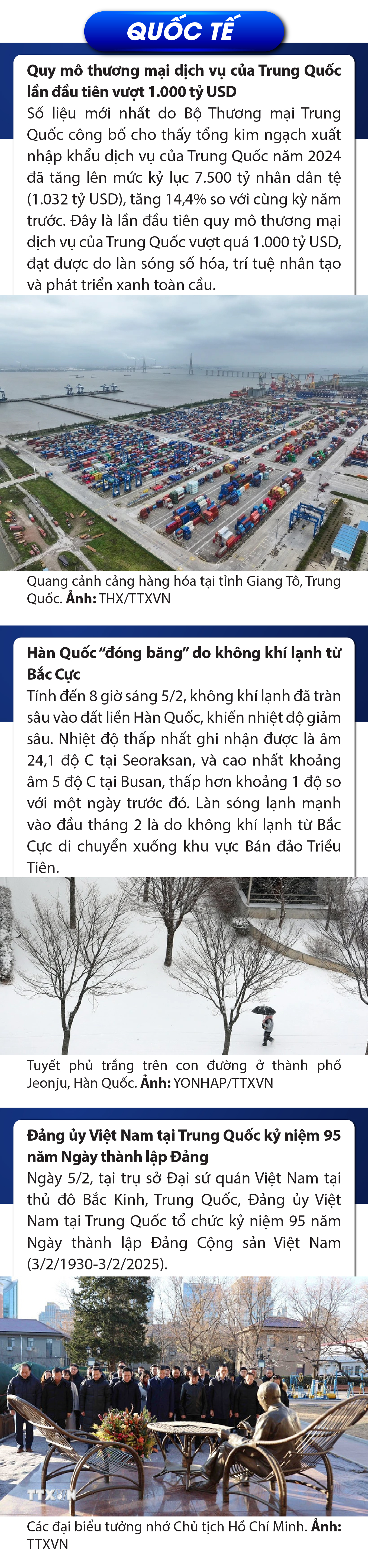 Sự kiện nổi bật trong nước, quốc tế ngày 5/2/2025