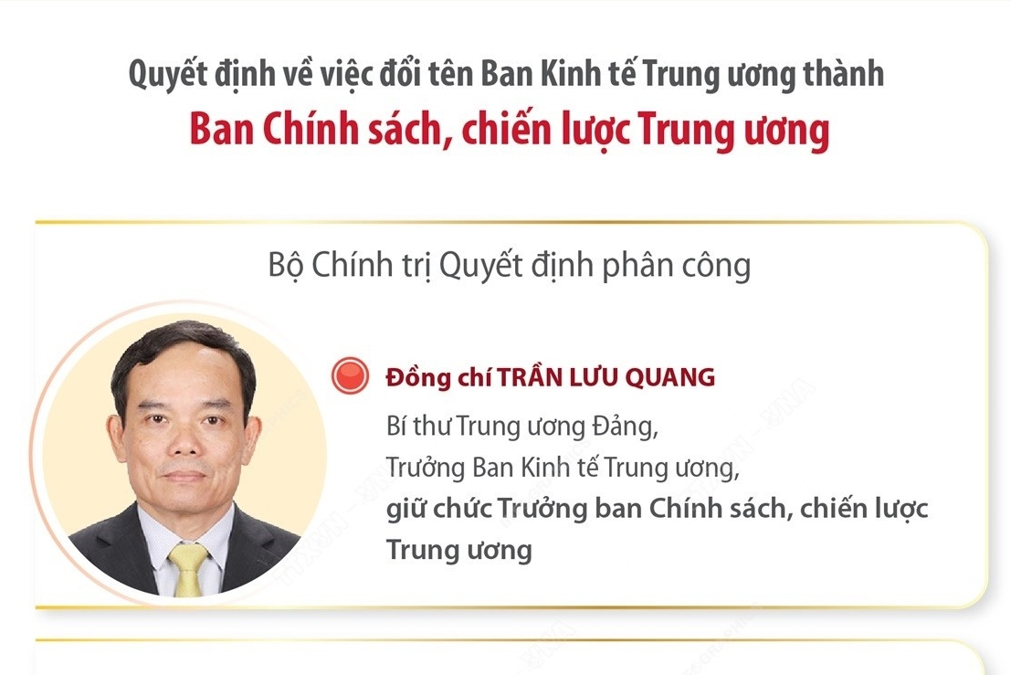 Ông Trần Lưu Quang giữ chức Trưởng Ban Chính sách, Chiến lược Trung ương