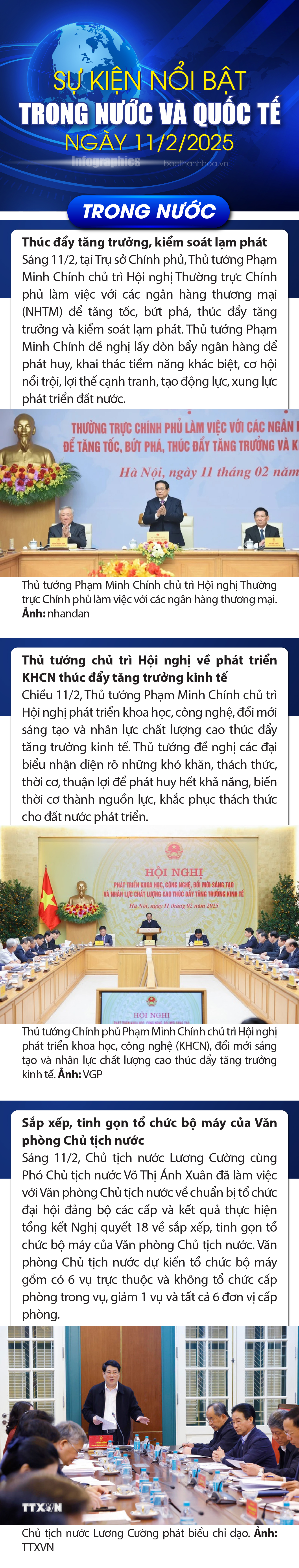 Sự kiện nổi bật trong nước, quốc tế ngày 11/2/2025