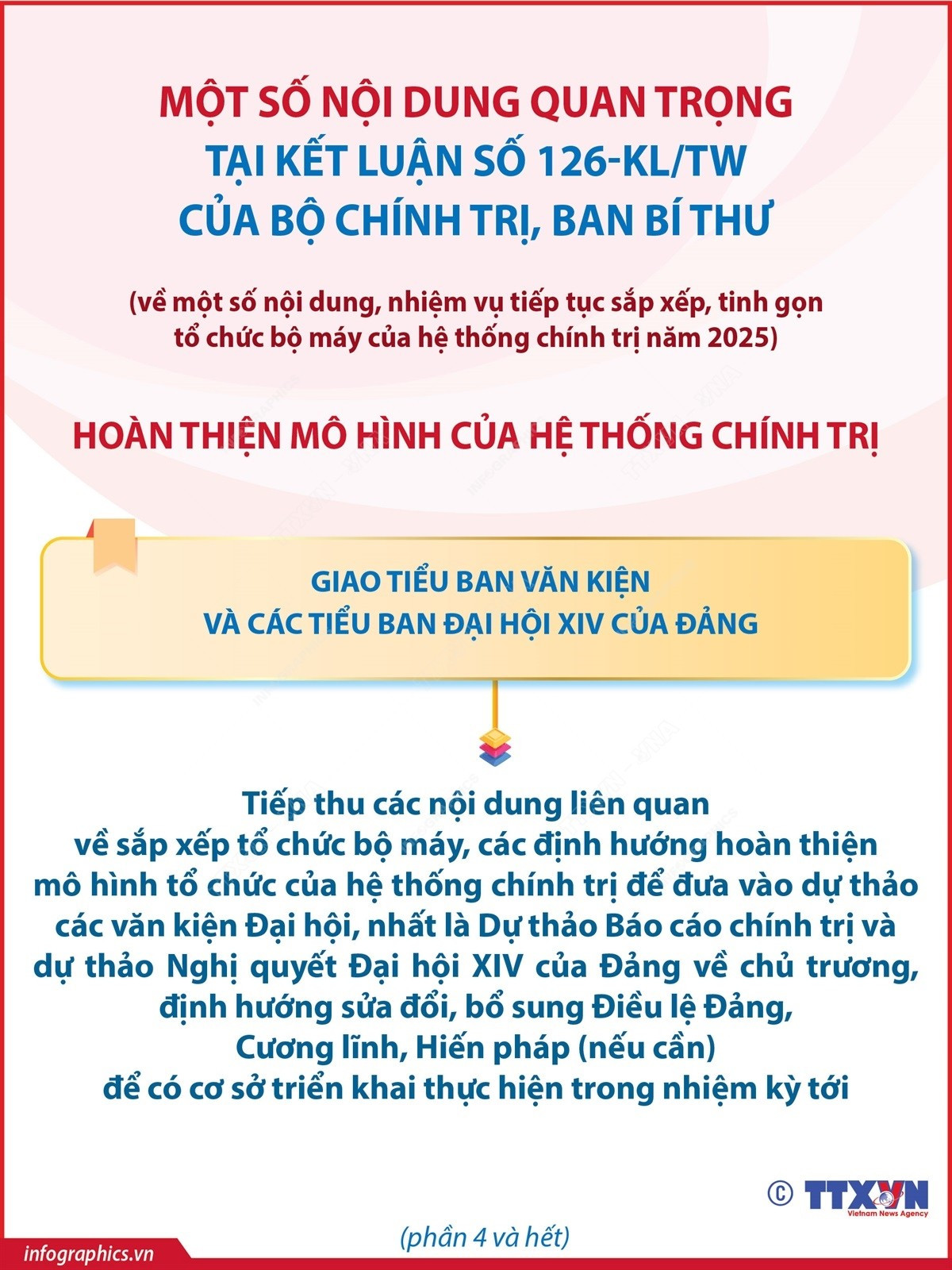 Các điểm chính của Kết luận 126 về sắp xếp, hoàn thiện tổ chức bộ máy của hệ thống chính trị