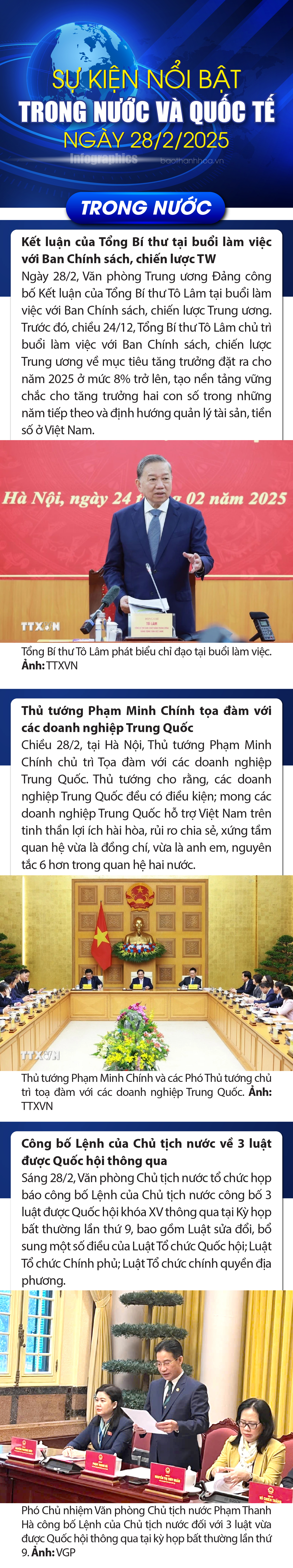 Sự kiện nổi bật trong nước, quốc tế ngày 28/2/2025