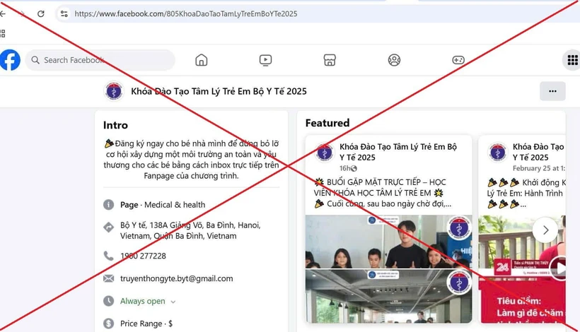 Cảnh báo trang Fanpage tuyển sinh khóa học giả mạo thông tin Bộ Y tế