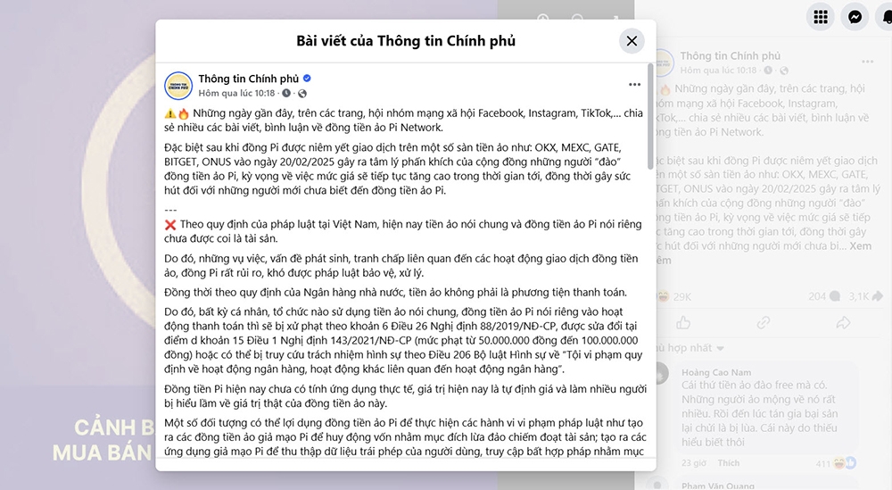 Phạt tới 100 triệu đồng hoặc xử lý hình sự khi sử dụng, giao dịch tiền ảo Pi