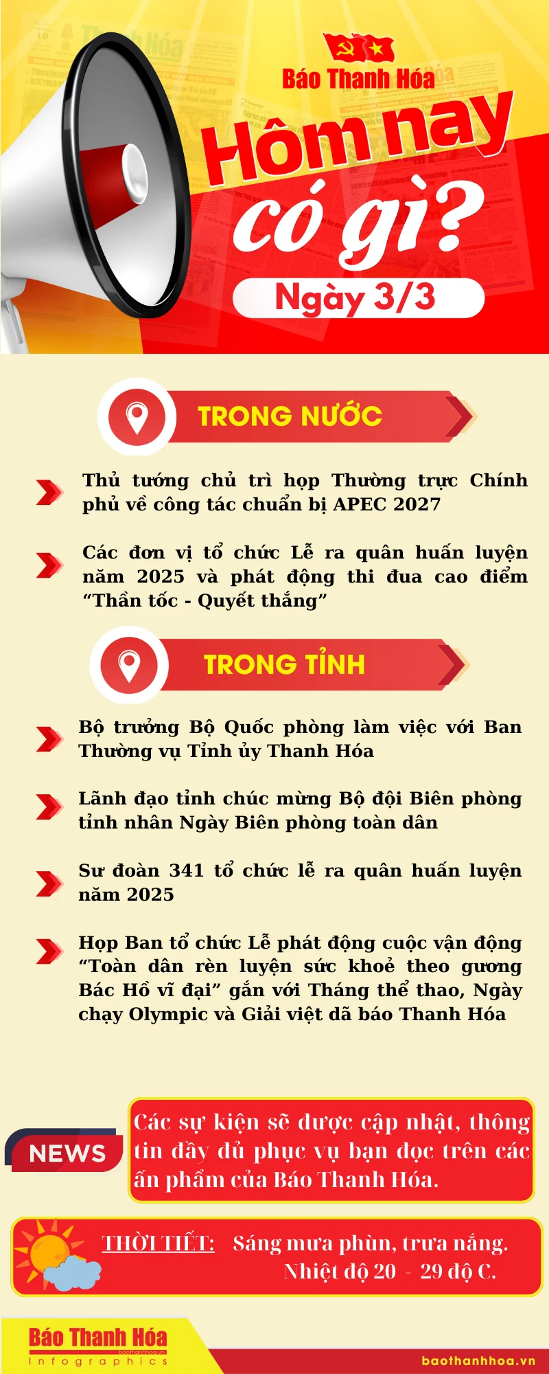 Hôm nay có gì? - Sự kiện nổi bật m88 the thao 3/3/2025