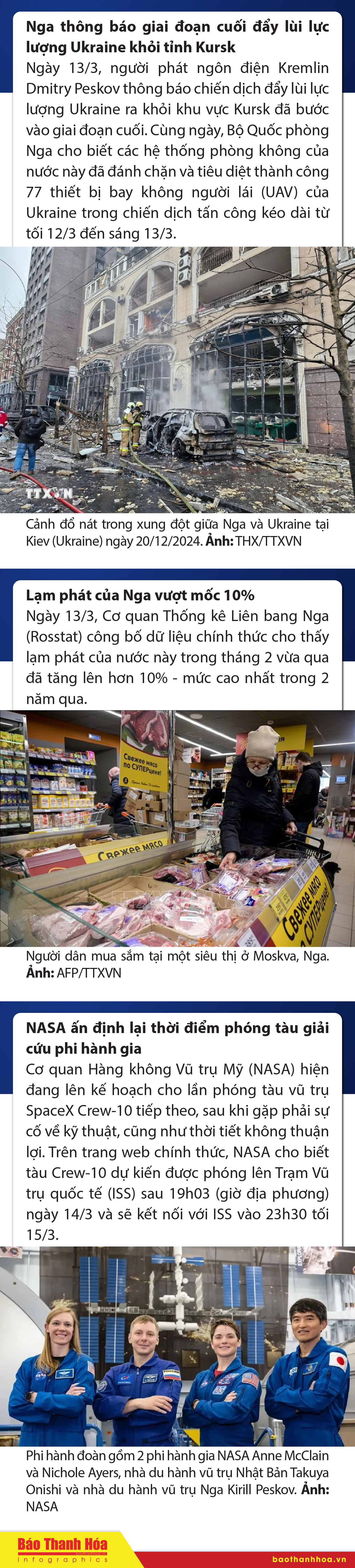 Sự kiện nổi bật trong nước, quốc tế ngày 13/3/2025