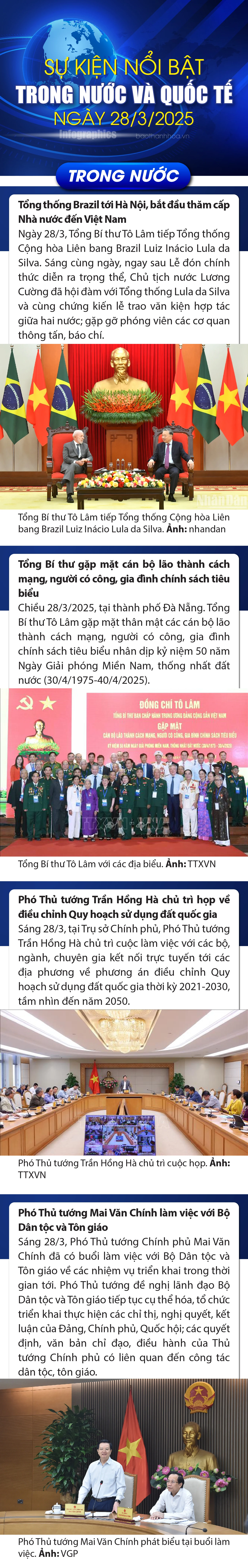 Sự kiện nổi bật trong nước, quốc tế ngày 28/3/2025
